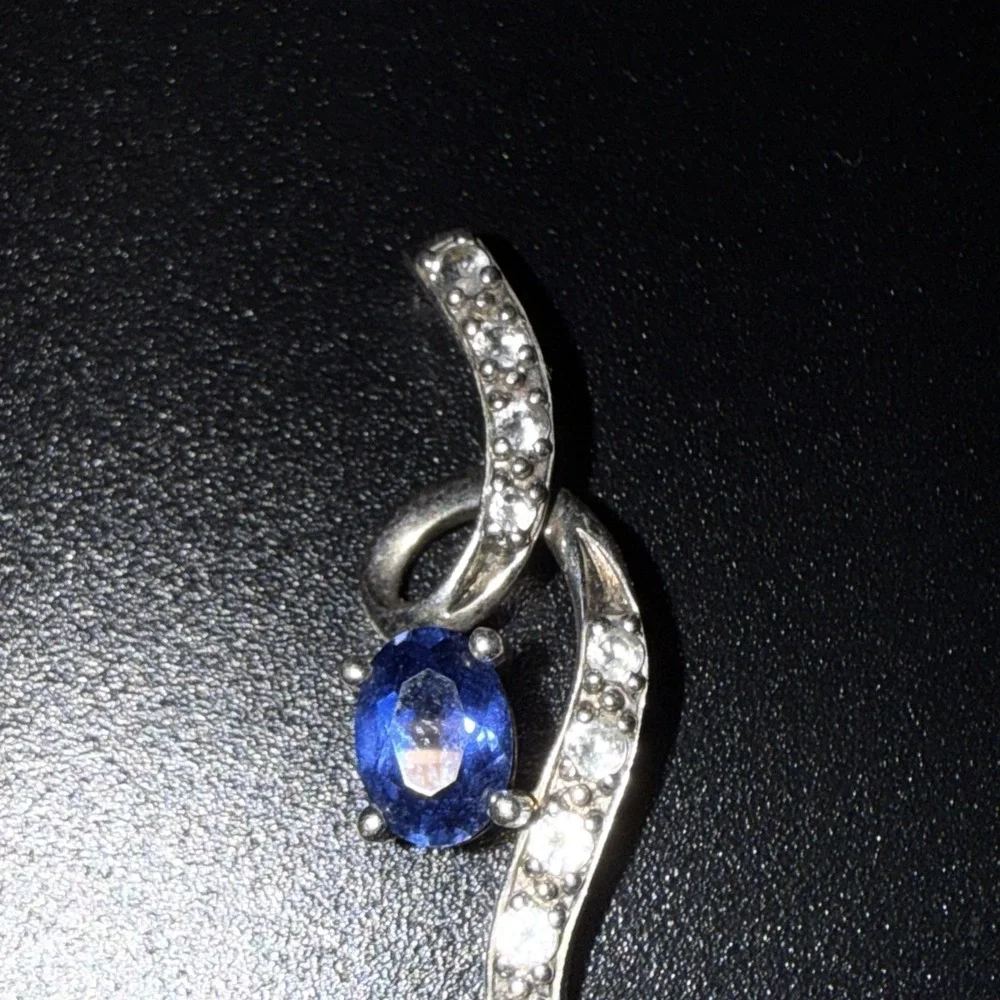 Topaz White Sapphire Infinity Pendant 925 Sterling Silver‎ Vintage
